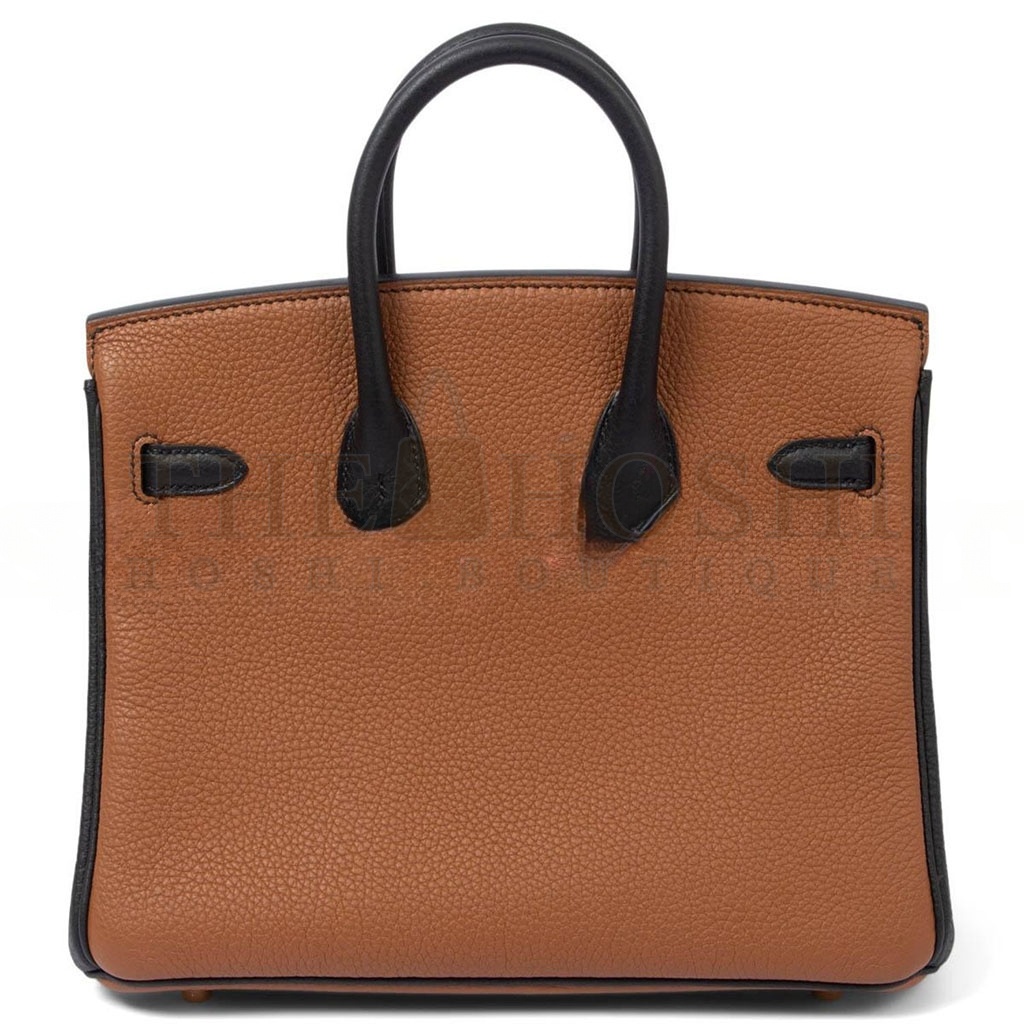 H**me5 BIRKIN 25 EPSOM GOLDEN BROWN AND BLACK GOLD BUCKLE 1380217481102 (25*18*13cm) Master Quality